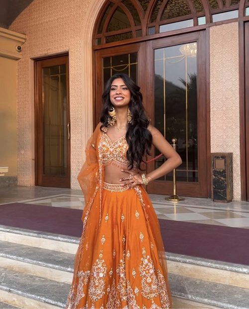 Attire inspiration: orange embellished lehenga