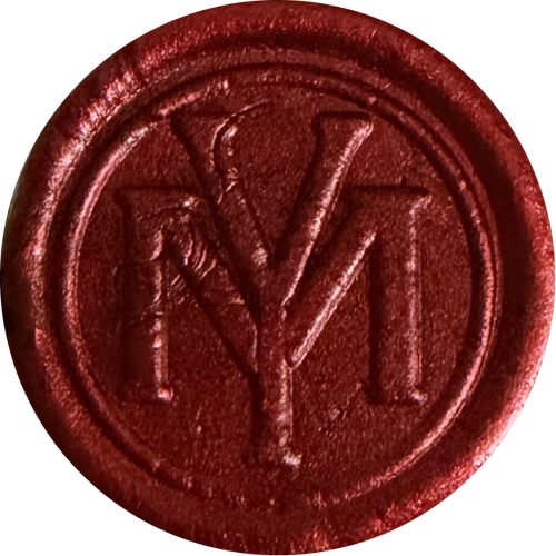 Wax seal with M and Y monogram